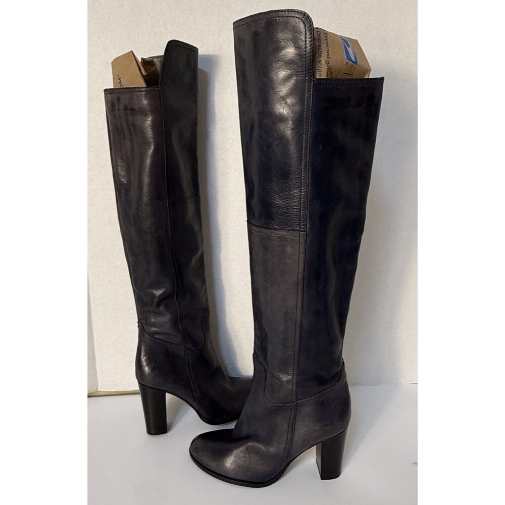 Saks Fifth Avenue Womens Boots Tall Over Knee leather  Italy Block Heel $595